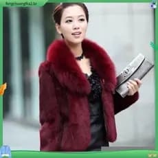 Grosso E Quente Mulheres Faux Fox Fur Coat Com Bolsos