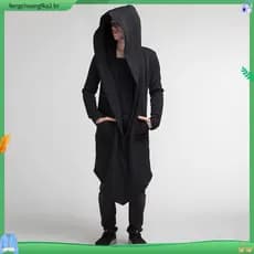 Sobretudo Masculino Com Capuz Cardigan Casaco Outono Inverno Jaqueta Kimono Longo Swag Alongado Sueter