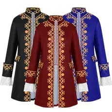 Novo Produto Masculino: Casaco de Gala Medieval de Manga Longa e Gola Alta GHYN