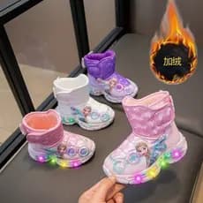 Botas de Neve para Meninas Frozen Elsa, Botas Curtas de Lã Espessa para Bebês, Botas de Algodão Quentes de Inverno, Bota