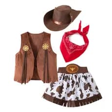 Conjunto de Fantasia de Cowboy Ocidental para Meninas, Traje de Festa, Fantasia para Role-Play, Conjunto de Colete DQHC