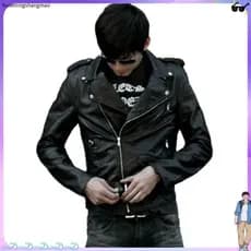 Jaqueta Masculina De Couro Pu Slim Fit De Couro Lavável Bmj710A
