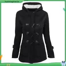 Moletom / Jaqueta Feminina De Manga Longa Casual Com Bolsos / Casaco De Inverno