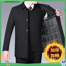 Jaqueta acolchoada masculina outono inverno jaqueta masculina de meia-idade jaqueta para idosos pai usar jaqueta de negó