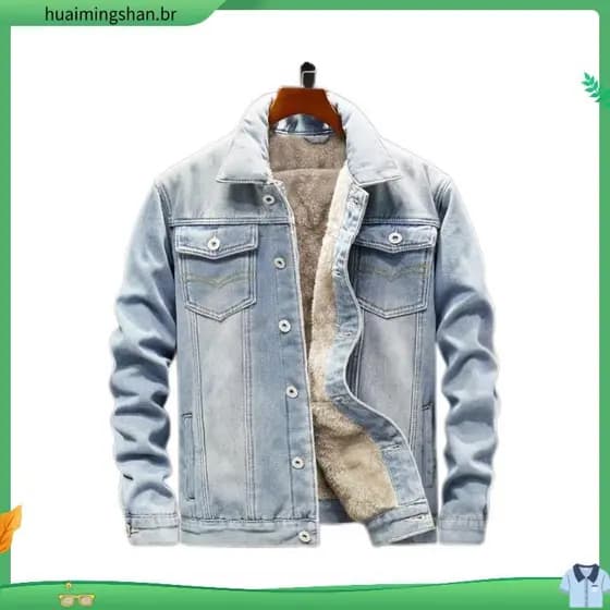 Forro de lã engrossado Denim jaqueta masculina outono inverno novo estilo cordeiro velo jaqueta Casual masculina jaqueta