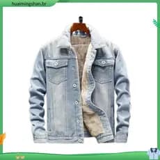 Forro de lã engrossado Denim jaqueta masculina outono inverno novo estilo cordeiro velo jaqueta Casual masculina jaqueta