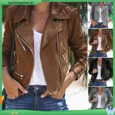 Mulheres E # 39casaco Outono Inverno Mais Do Que Nova Gola Um Zíper Curto Feminino 39top ; s