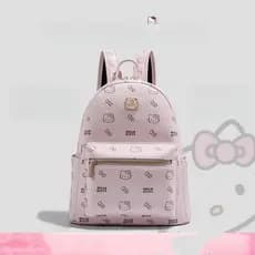 Mochila de viagem Hello Kitty, mochila escolar para estudantes, mochila escolar em PU, mochila de desenho animado tamanh