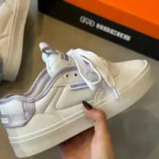 Tênis Hocks Flat Core Branco Lilac & Black White Refletivo Envio Full Xpress HICKSTORE