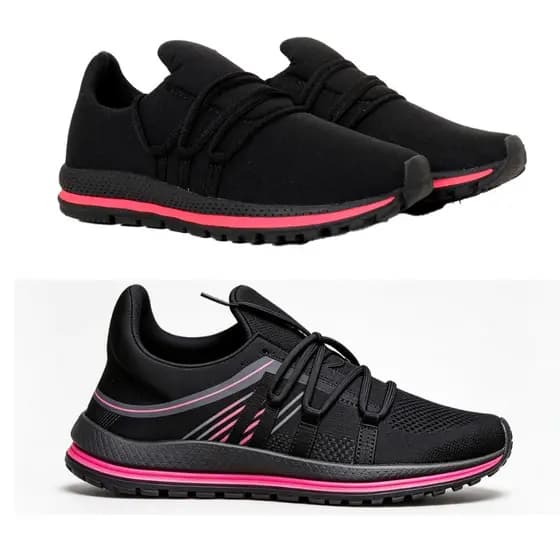 Tênis Feminino Esportivo Kit 2 Pares Tenis Unissex Confortável Academia Leve Macio Novo Lançamento