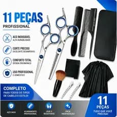 Kit 11 Peças Barbeiro De Barbear Inoxidável Tesoura De Aço tesoura de cabelo