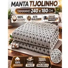 Manta para sofá 2,40x1,80m Tijolinho Gigante Para Sofá — Algodão Natural Premium