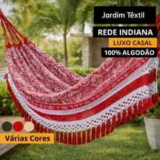 Rede de Descanso Casal 4,5m Indiana Reforçada Luxo 100% Algodão Várias Cores Confortável e Resistente