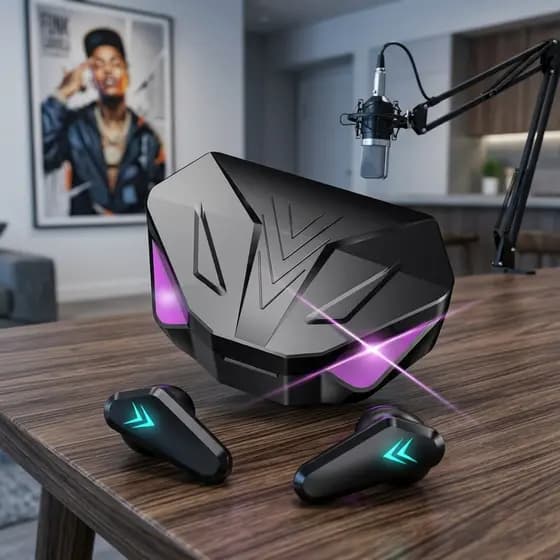 Fone Gamer Bluetooth X15 TWS Luzes LED Dinamicas Fone Ouvido Bluetooth Sem Fio Design Futurista Som