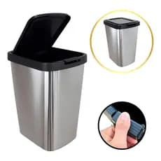 Lixeira Cesto Tampa Click Banheiro Cozinha Tipo Inox 9 Litros