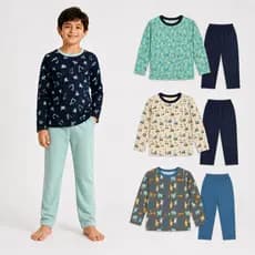 Pijama Infantil Masculino Inverno Suede Manga Longa Calça Estampado