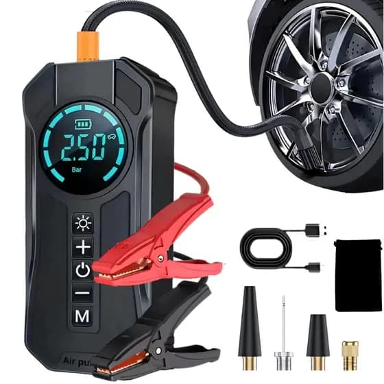 Portable Air Pump Compressor Inflator Multi-function 4 in 1 Auxiliary Start Portable Battery Emergency
