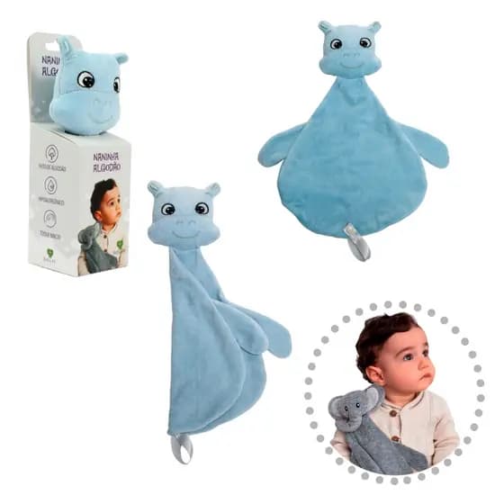 Naninha Algodão Hipopótamo Azul Baby Pil
