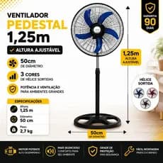 Ventilador Pedestal 127V 60W Design Premium Preto Potente Silencioso Conforto Frescor