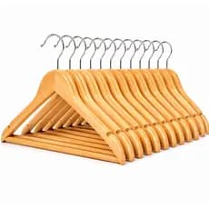 Kit Cabides de Madeira Marfim Adulto e Infantil | 3, 6, 9 ou 12 Unidades | Para Camisas, Calças e Casacos