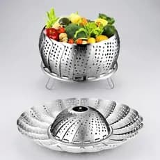 Cesto Vaporizador Inox Para Legumes Panela Grande Dobrável Cozinha Saudável G 27cm