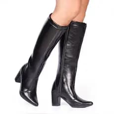 Bota Bico Fino Feminina Cano Alto Salto Bloco Conforto Elegante Montaria Blogueira Promoção Inverno