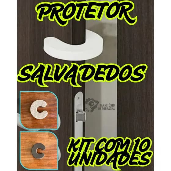 Kit 10 Protetor de Porta Salva Dedos de Criança em EVA PRETO e BRANCO