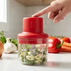Mini Processador de Alimentos Elétrico Recarregável USB 300ml Triturador com 3 Lâminas Inox