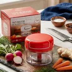 Mini Processador Manual 200ml Triturador Picador de Alimentos Alho Cebola Legumes 2 Lâminas