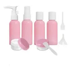 Kit Necessaire de Viagem 9 Peças com Frascos e Potes para Higiene Pessoal Cosméticos Organizador