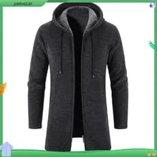 Sobretudo Masculino Grosso Com Capuz de inverno