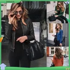 Casaco De Couro De Outono E Inverno Com Zíper Da Moda Feminino