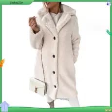 Lapela de manga comprida com pelúcia de manga comprida Lapela feminina Plush Top