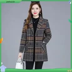 Outono-Inverno Feminino Espesso Comprimento Médio Outwear Coréia Casaco De Lã Liso