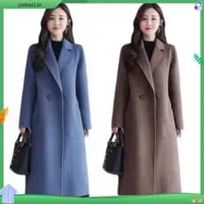 Casaco De Lã Feminino Cor Sólida Roupa Sobretudo Outono Inverno Fino Serve Médio Comprimento