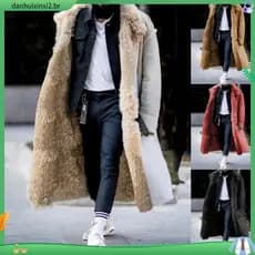 Casaco De Inverno Masculino De Pele Espessada De Manga Longa De Sólido De Outono