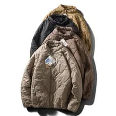 Jaqueta acolchoada de algodão xadrez leve em formato de diamante para exterior masculina de inverno Jaqueta leve acolcho