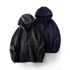 Jaqueta masculina com meio zíper, estilo americano, à prova de vento, à prova d'água, Vintage, esportiva, corta-vento, r