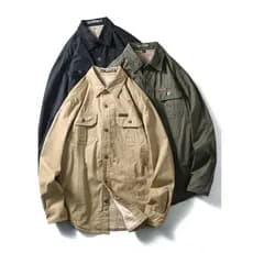 Americano Retro puro algodão Workwear camisa masculina de manga comprida forro de inverno engrossado quente comércio ext
