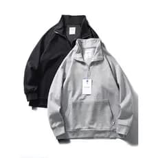 Estilo americano meio zíper gola alta moletom masculino Street Wear outono inverno estilo camada de ar espaço roupas de