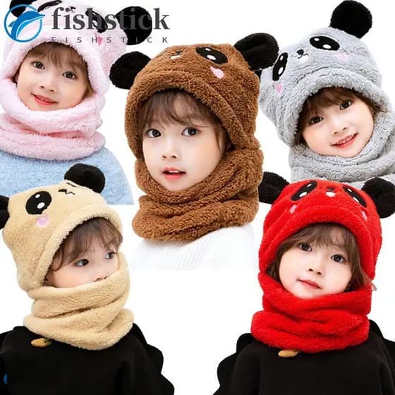 FISHSTICKA Boné Infantil Fofo À Prova De Vento Capa Completa Para O Rosto Presentes De Natal Lindos Chapéus De Panda De