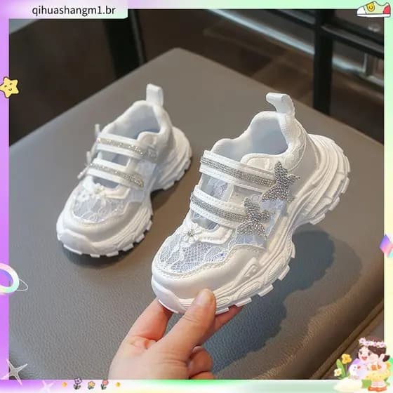 Primavera verão novo estilo sapatos infantis antiderrapante sola macia meninas princesa estudante sapatos esportivos res