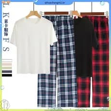 Homens E # 39 ; s Shorts De Manga Curta Calças Conjunto De Três Peças Primavera Outono Verão Solto Confortável Casa Set