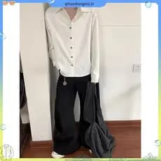 Homens E # 39camisa De Manga Comprida ved Ocean Tears Textura Turquesa Plissada Estilo Antigo