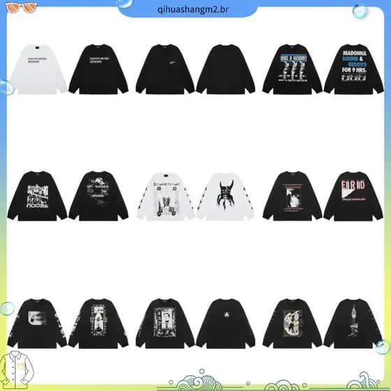 ERD Melancoly Fu Senda Heavy Cotton Generation Hip-Hop Estilo Solto Camiseta De Manga Longa All-Made