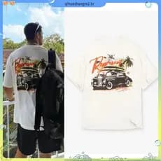 R REPRESENT California Limited Coconut Tree Classic Car Cseta de manga curta