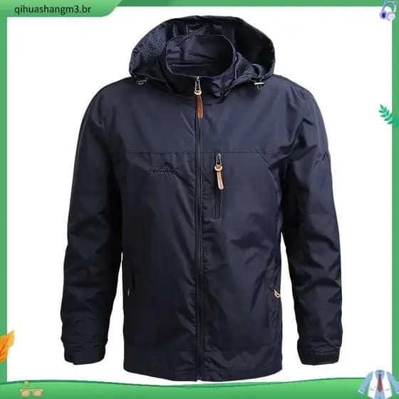 Jaqueta Masculina Quente , À Prova De Vento E Impermeável Com Capuz , Ideal Para Caminhadas Pesca , Moda Pura Ao Ar Livr