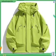 Jaquetas corta-vento masculinas com capuz, casaco com zíper, cargo, à prova d'água, bomber preto, camping, solta, fina