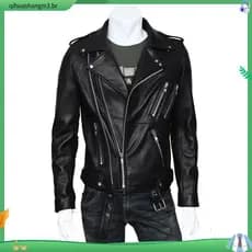 Jaqueta De Couro Da Motocicleta Para Homens Marca Coreano Moda Slim Fit Zippers Preto Mens Motociclista PU Casaco Plus