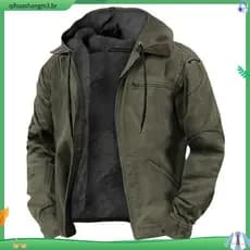 Jaqueta Acolchoada de Algodão com Capuz de Cor Sólida Roupas Casuais Masculinas Jaqueta com Forro de Fleece e Bolso com